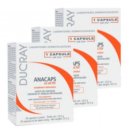 Ducray Anacaps tri-activ cabello y uñas 30 caps (3 cajas)