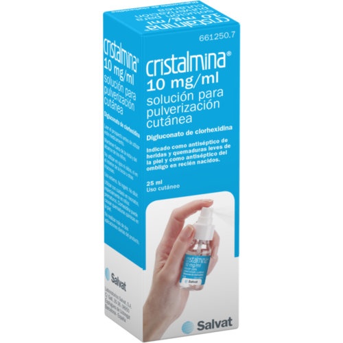 CRISTALMINA 10 mg/ml SOLUCION PARA PULVERIZACION CUTANEA, 1 frasco de 25 ml