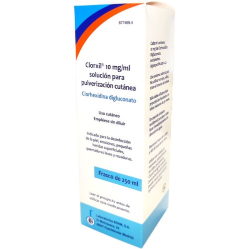 CLORXIL 10 mg/ml SOLUCION PARA PULVERIZACION CUTANEA, 1 frasco de 50 ml