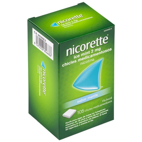 NICORETTE ICE MINT 2 mg CHICLES MEDICAMENTOSOS, 105 chicles