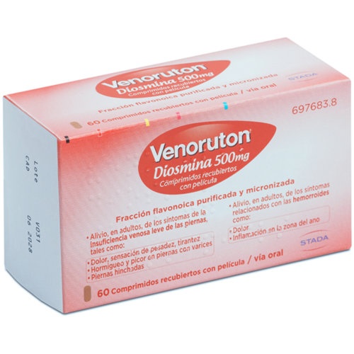 VENORUTON DIOSMINA 500 MG COMPRIMIDOS RECUBIERTOS CON PELICULA, 60 comprimidos