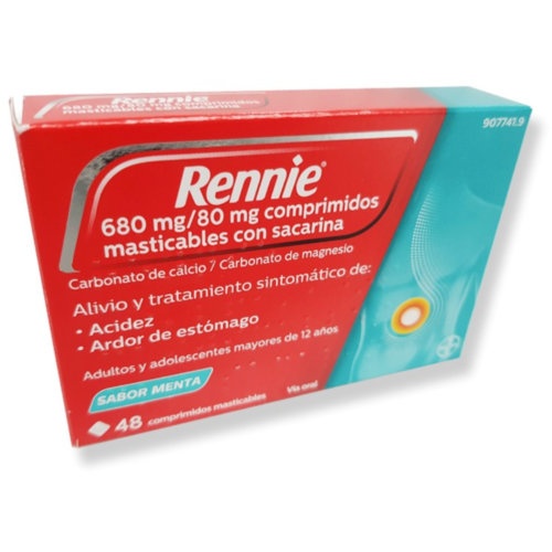 RENNIE  680 MG/80 MG COMPRIMIDOS MASTICABLES CON SACARINA , 48 comprimidos