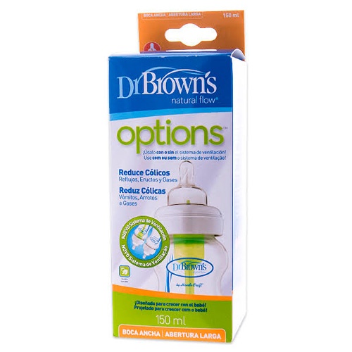 Dr browns biberon natural flow anticolico tetina silicona(120 ml boca ancha)