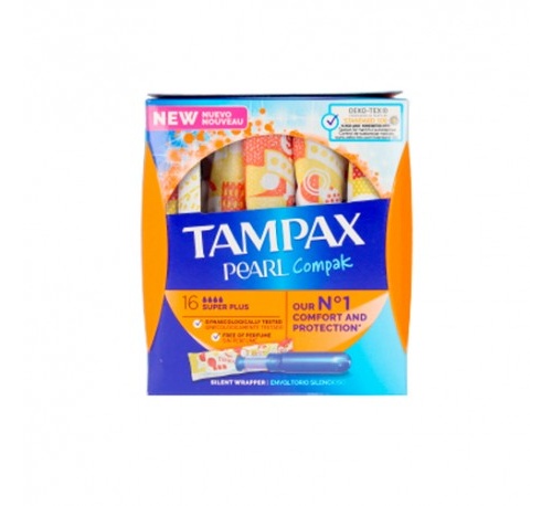 Tampax compak pearl tampon 100%algodon (super plus 16 u)