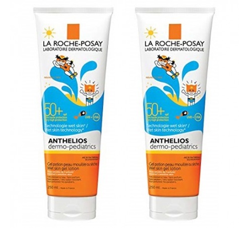 Anthelios duplo niños leche wet skin 50+