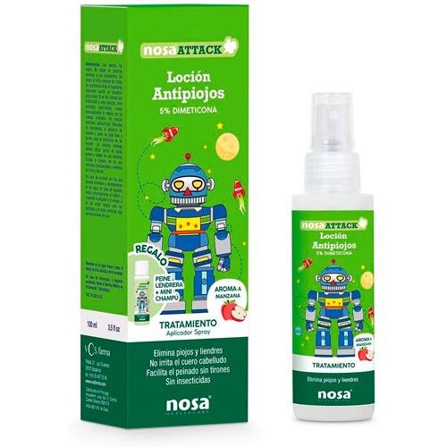 Nosa attack locion 5% dimeticona - antipiojos (100 ml aroma manzana)
