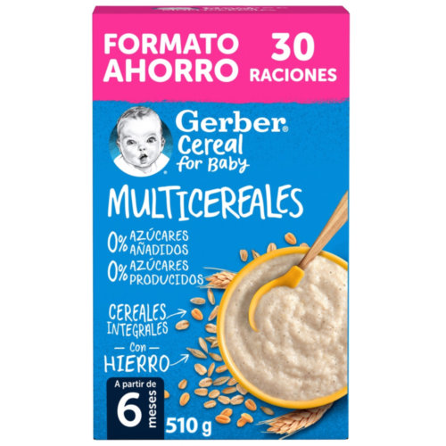 Gerber multicereales 0% azucares aÃ±adidos  1 estuche 510 g formato ahorro