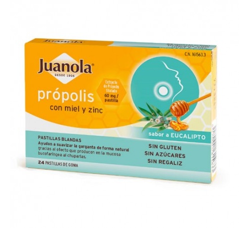 JUANOLA PROPOLIS MIEL Y ZINC  PASTILLAS DE GOMA (EUCALIPTO 24 PAST)