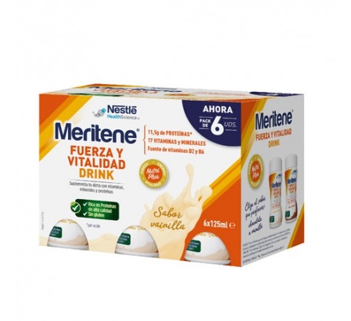 Meritene fuerza y vitalidad drink (pack vainilla 6 u x 125 ml)