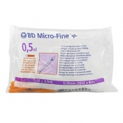Jeringa de insulina escala 1 en 1 - bd microfine+ u 100 ((0,5 ml) 30g 0,30 x 8 mm 10 u)