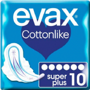 Compresas evax cottonlike (superplus con alas 10u)