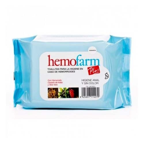 Hemofarm plus toallitas (1 sobre 60 unidades cierrre tapa dura)